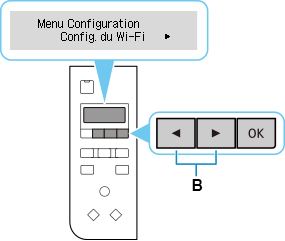Écran Menu Configuration : sélectionnez Configuration Wi-Fi